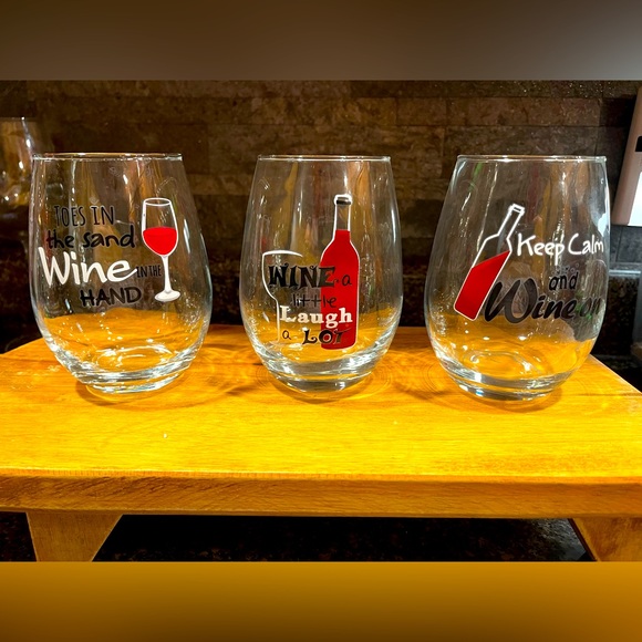 Other - Stemless hand painted wine glass
